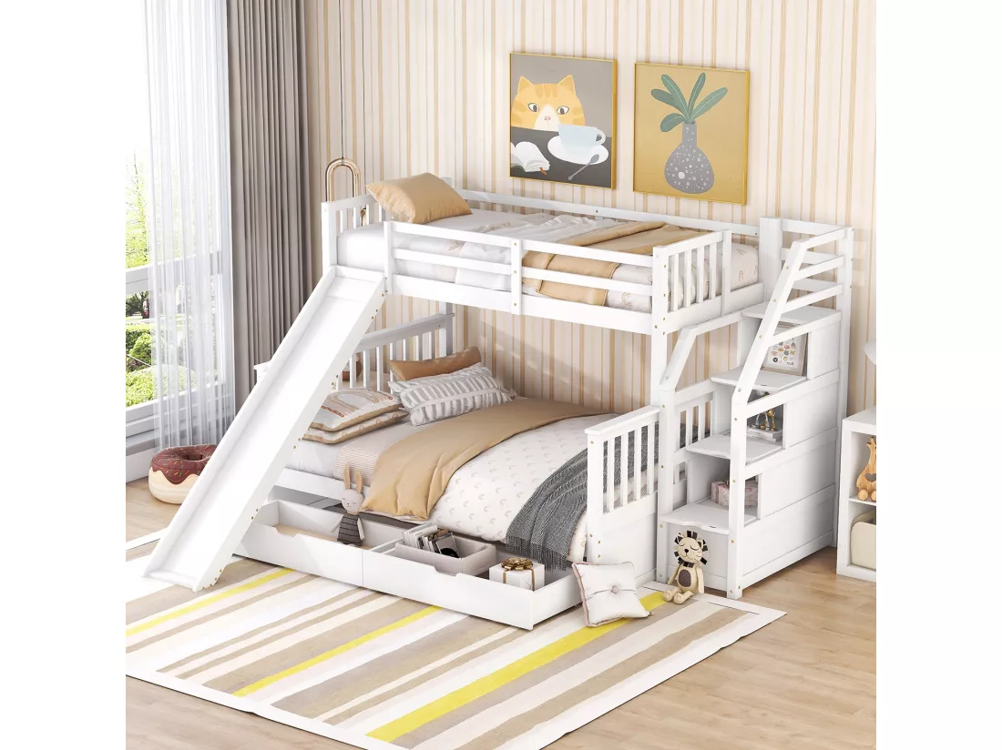 Lit gigogne cabane - 2 x 90 x 190 cm - Gris- Sweiko