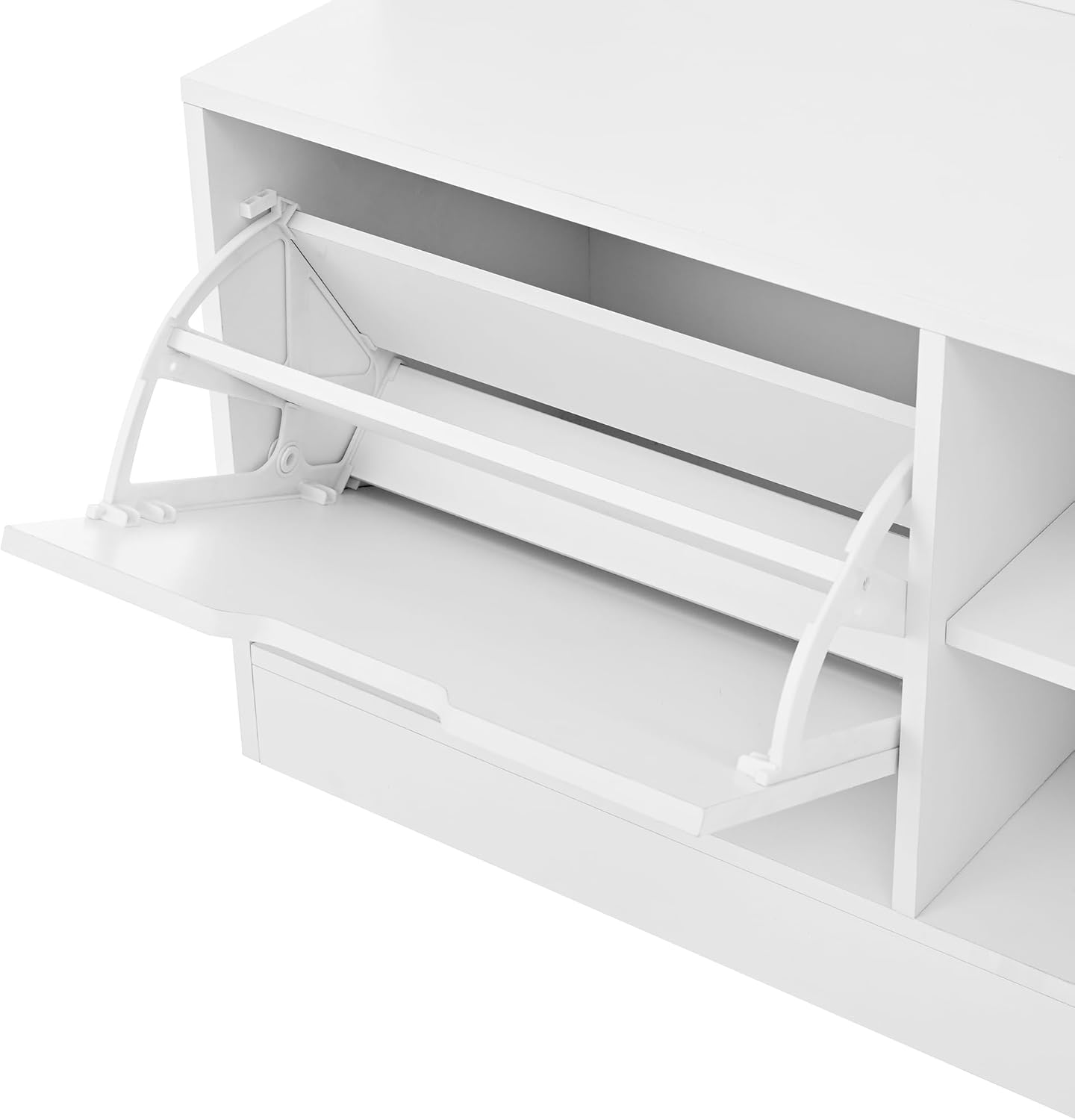 Merax Flurgarderobe Garderobenschrank Flur, Garderobe mit Sitzbank, 6 Haken, 1 Türen & 4 Offener Lagerraum, 100×185.5×40 cm, Weiß