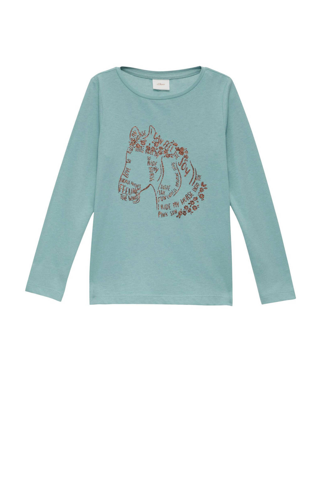 s.Oliver longsleeve met printopdruk turquoise