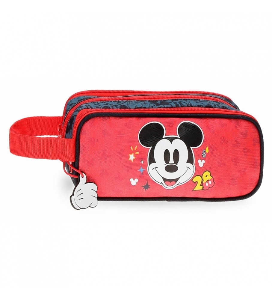 Estojo para lápis Joumma Bags Mickey Get Moving com três zíperes, vermelho e azul - 22x10x9cm -
