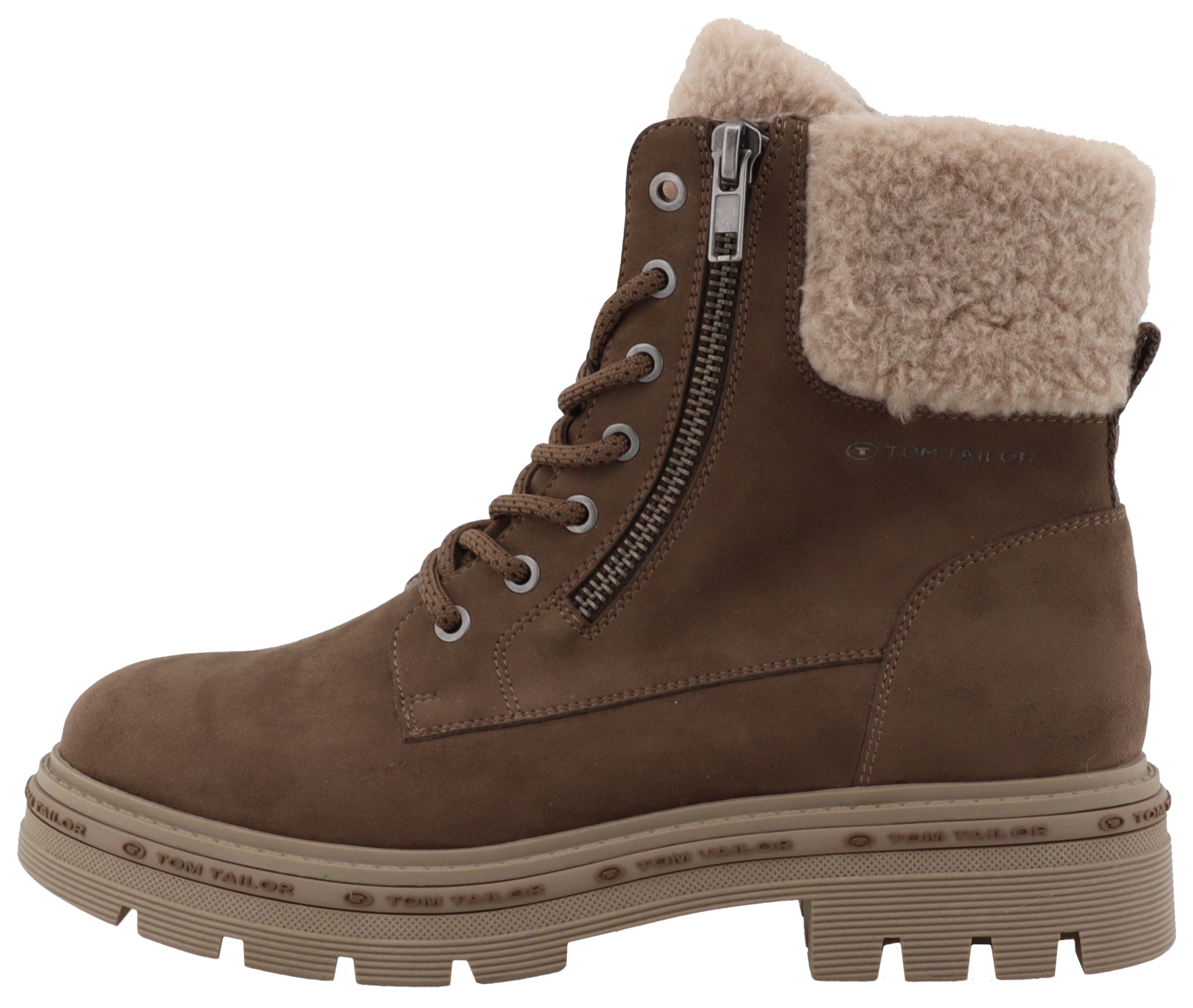 TOM TAILOR Winterboots  , Blockabsatz, Schnürboots, Winterstiefelette mit Warmfutter-Kragen