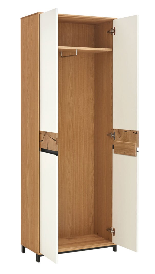 MONDO Garderobenschrank CASTINO Eiche Bianco/ Lack weiß