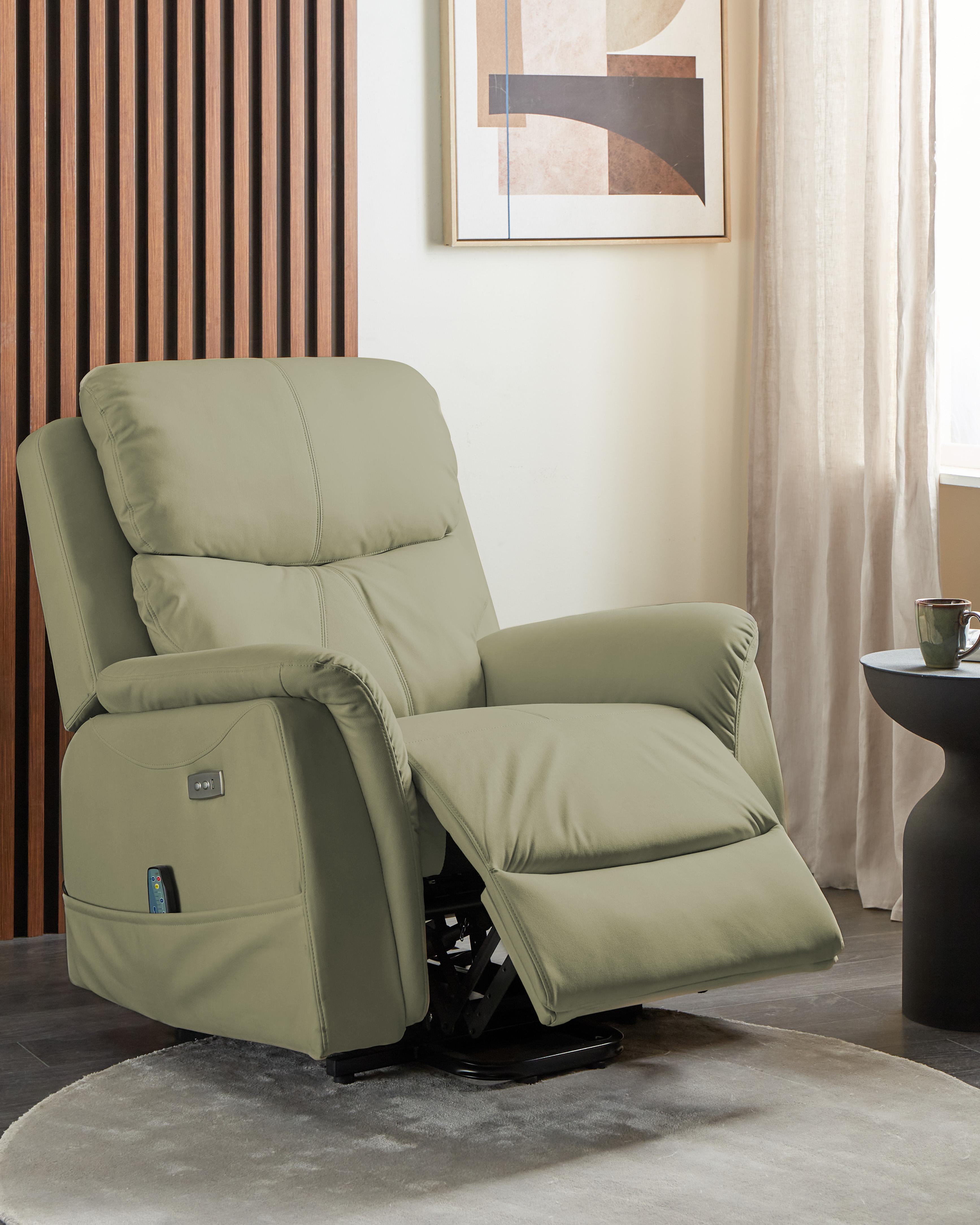 Elektrische relaxfauteuil GLORIE massagefunctie Kunstleer Groen