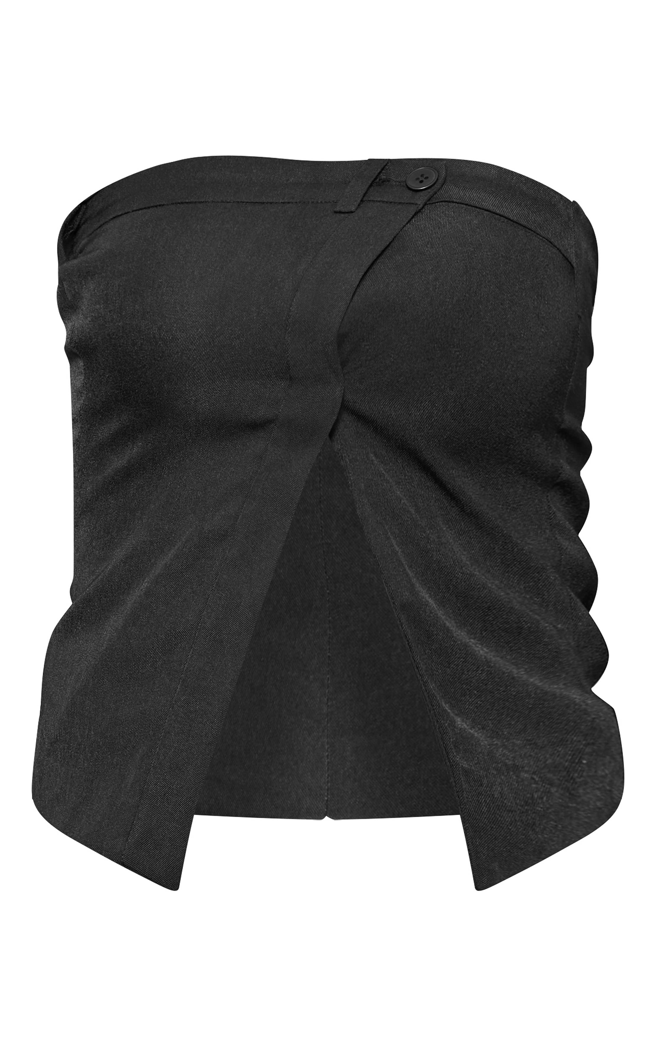 Noir Bandeau Ajusté Tissé À Ourlet Asymétrique