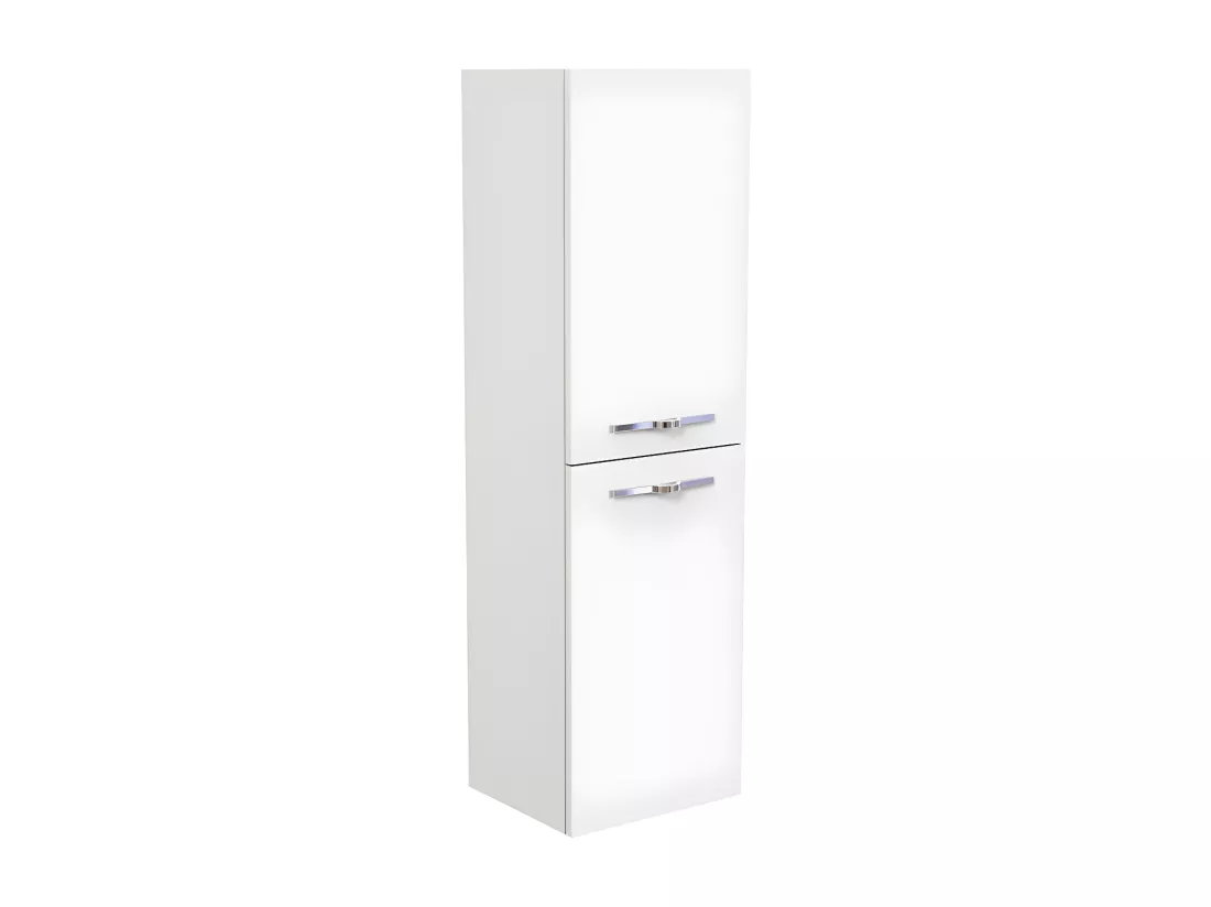 Ensemble meuble de salle de bain suspendu 2 tiroirs 60 cm Blanc + miroir + colonne- KUNDO