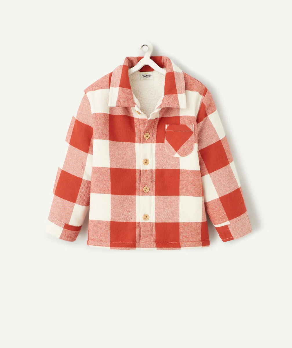 CHEMISE BÉBÉ GARÇON EN REMBOURRAGE RECYCLÉ ET À CARREAUX ROUILLE