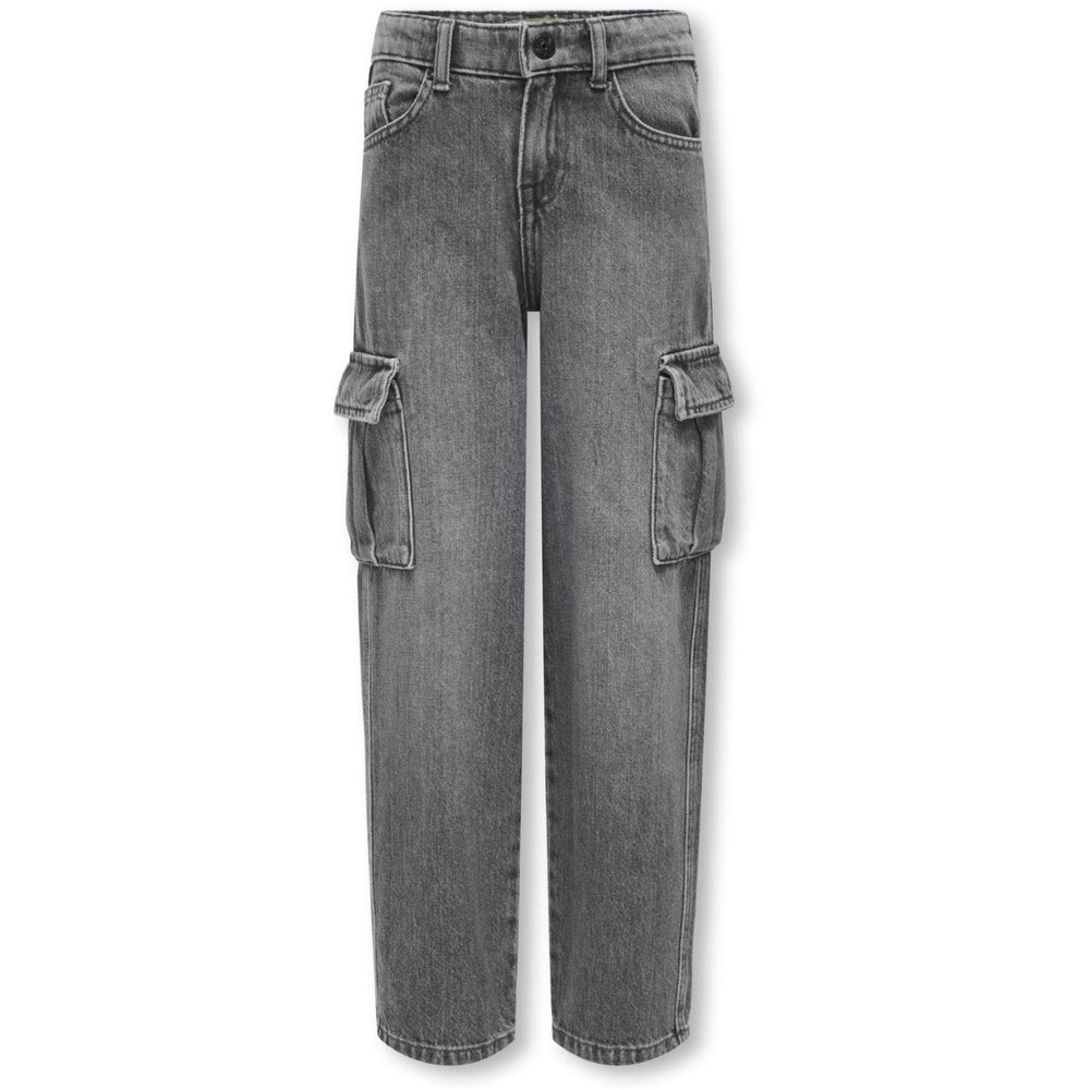 Køb kids ONLY Dark Grey Denim Harmony Wide Cargo Carrot Jeans Noos