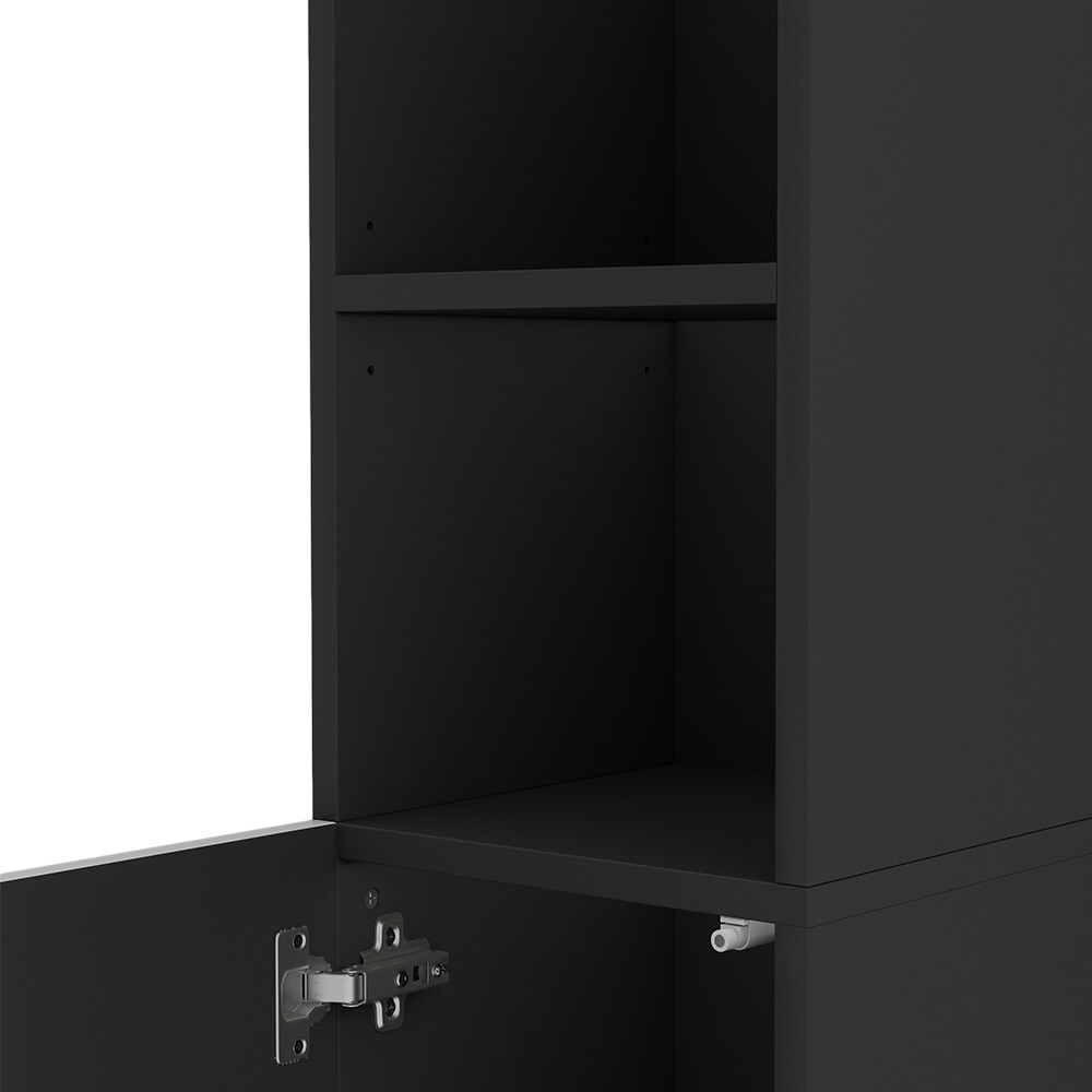 Vicco Hochschrank Badschrank Badezimmermöbel Edge Schwarz Weiß modern 30x190 cm Badkommode Badezimmer Schrank Badmöbel 2 Türen 6 Fächer