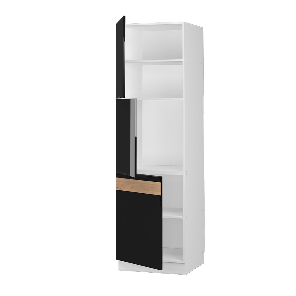Vicco Herdhochschrank Küchenschrank Küchenmöbel Fame-Line Weiß Schwarz Eiche 60 cm modern Hochglanz