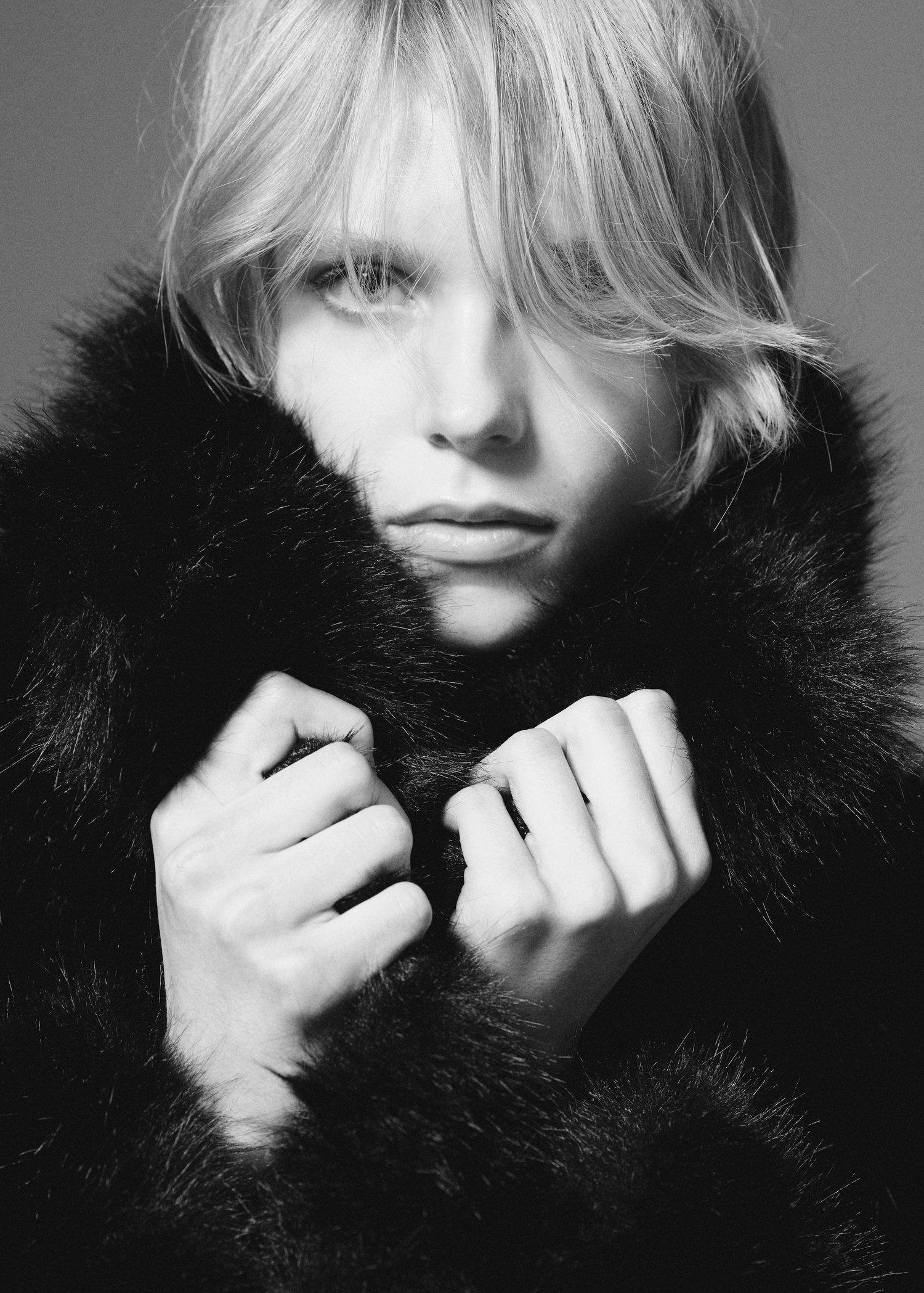 Mango faux fur jas zwart