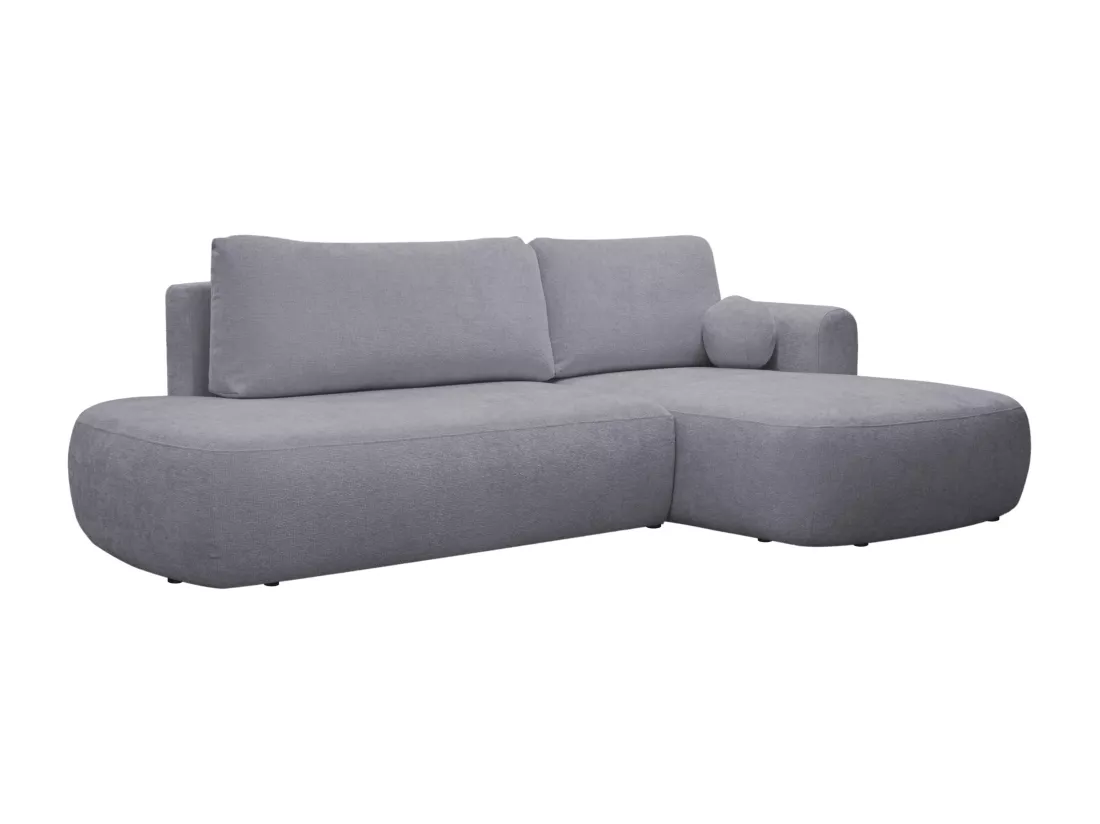 Canapé d'angle droit convertible en tissu texturé gris BROCARO de Maison Céphy
