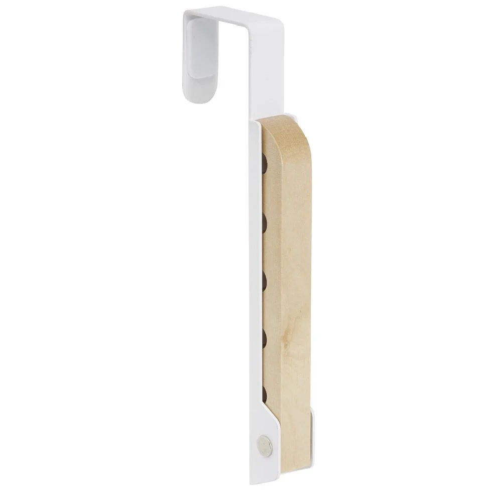 Patère rétractable métal et bois noir ou blanc L20xH20,5cm