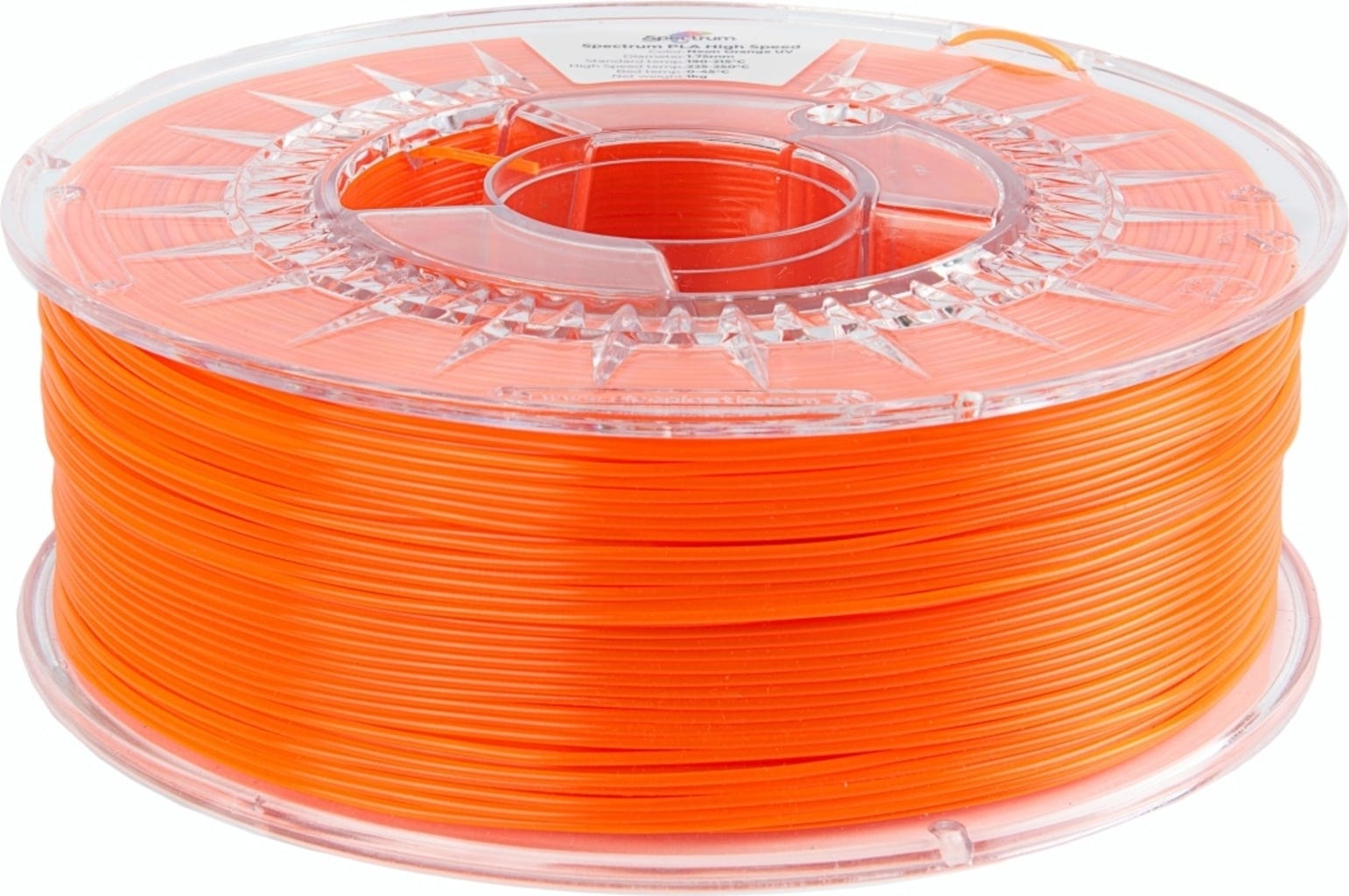 Spectrum  Premium PLA High Speed Neon Orange UV, 1,75 mm / 1000 g    UV-reaktives PLA Material speziell für den Hochgeschwindigkeitsdruck