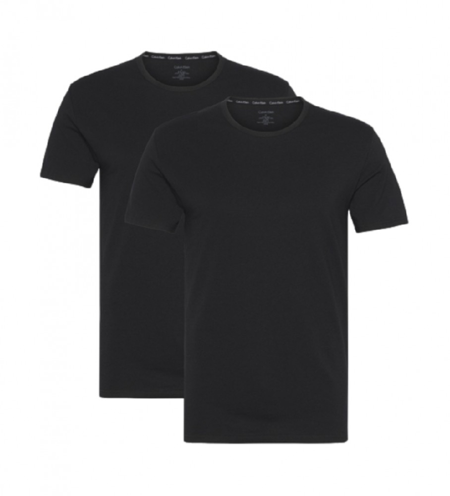 Conjunto de 2 camisetas Calvin Klein de manga curta e gola redonda, pretas.