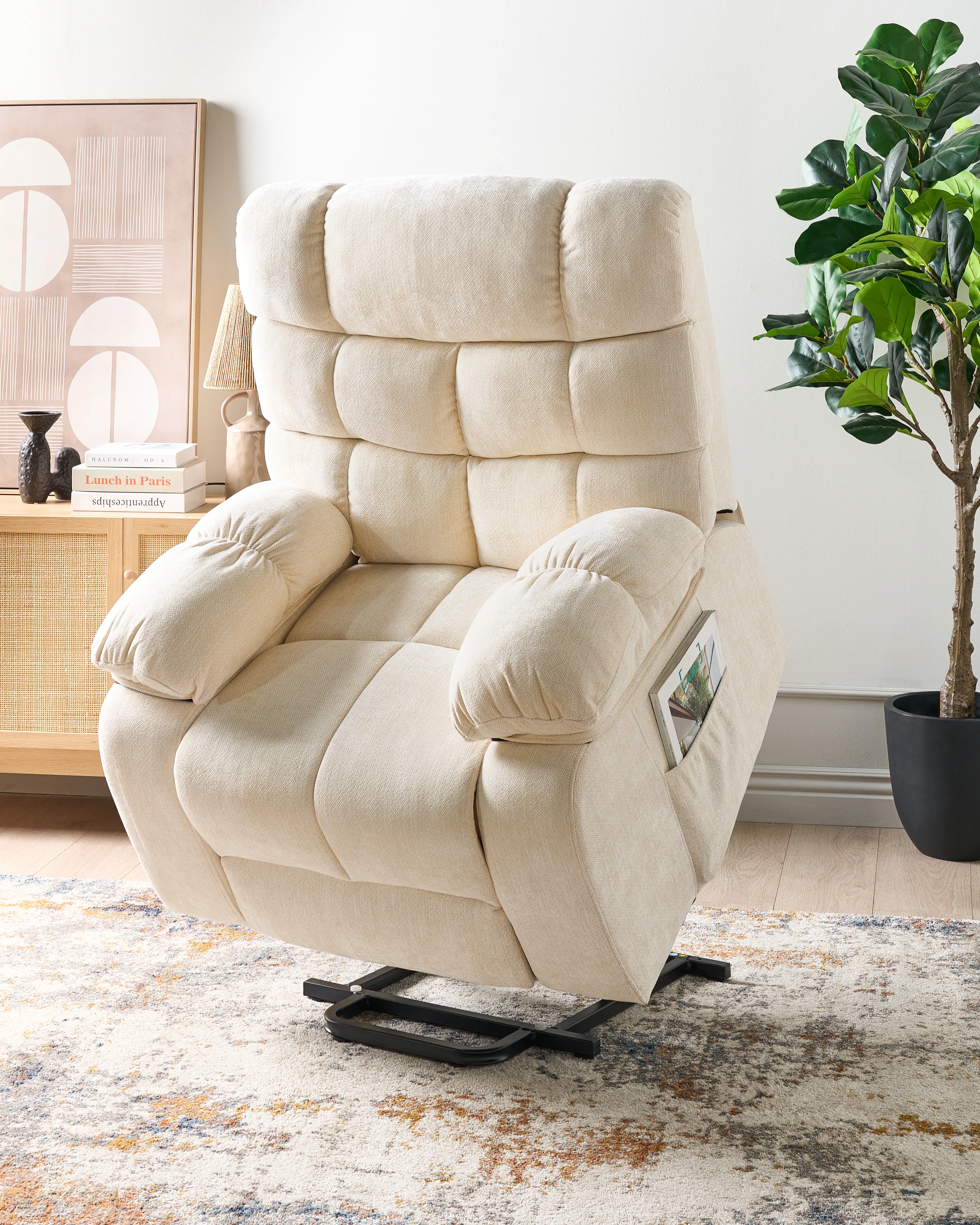 Elektrische relaxfauteuil ARES inclusief voetensteun Stof Lichtbeige