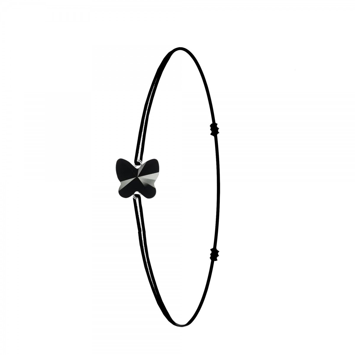 Bracelet papillon élastique noir SC Crystal orné d'un Cristal scintillant
