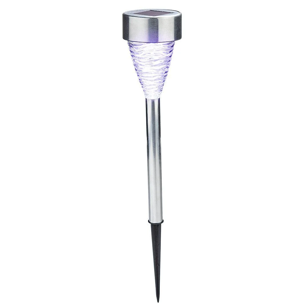 Borne solaire led à planter en inox argent ou or