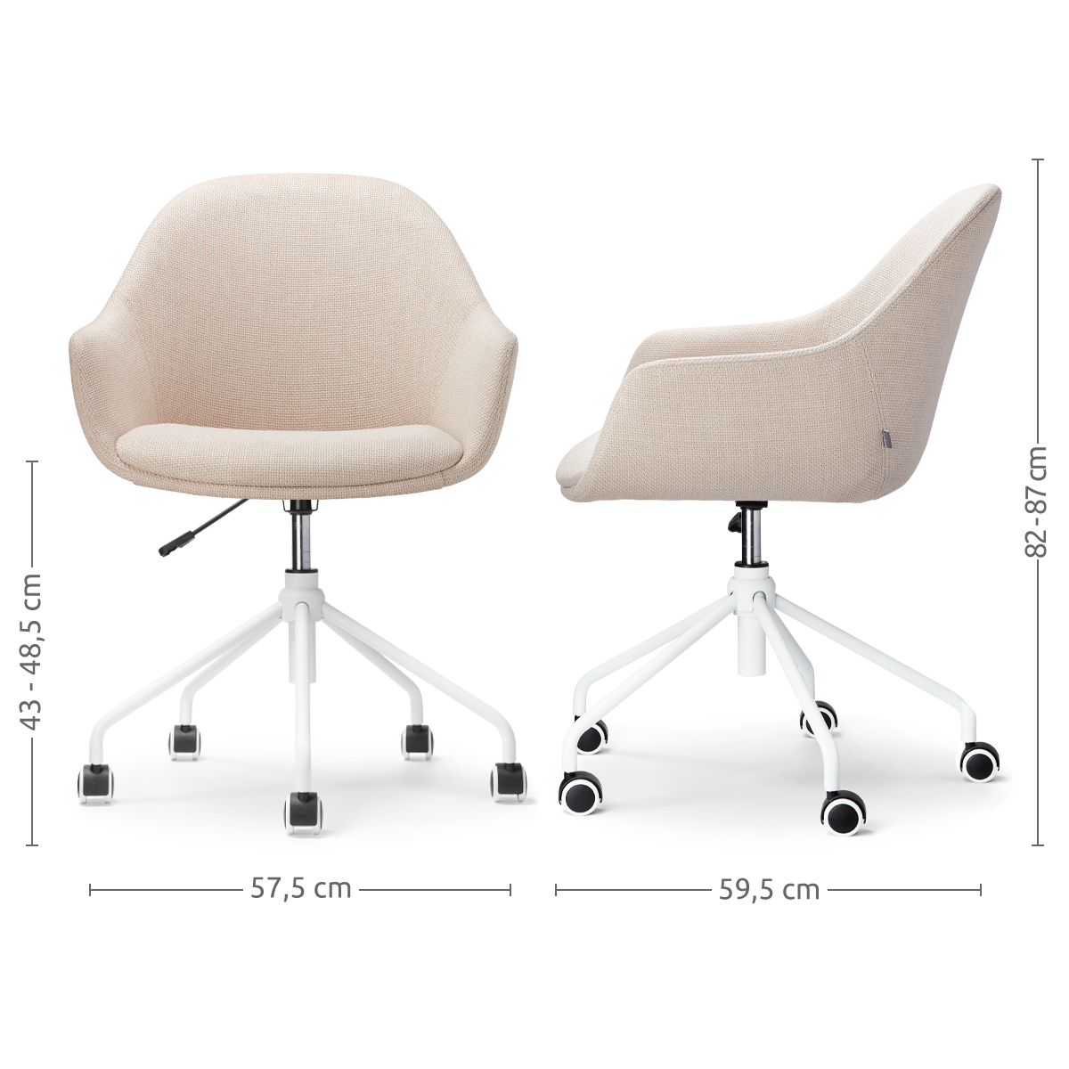 Nolon Nout-Mae Bureaustoelen Set van 2 - Beige - Wit