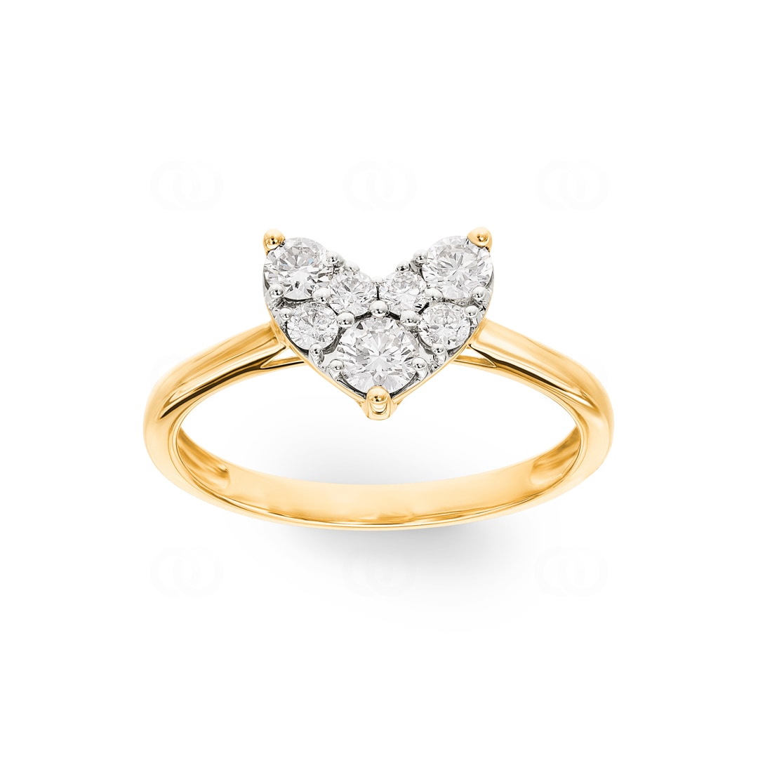 Ring 750/18 K Gelbgold Herz mit Diamanten 0.51 ct H/si