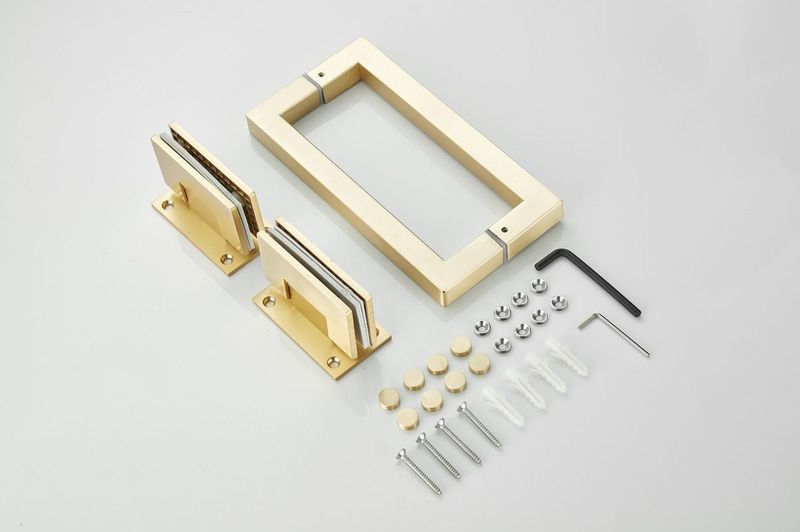 Saniclear - Modern - Douchecabine - Rookglas - 100x90cm - 90cm Deur - Geborsteld Messing