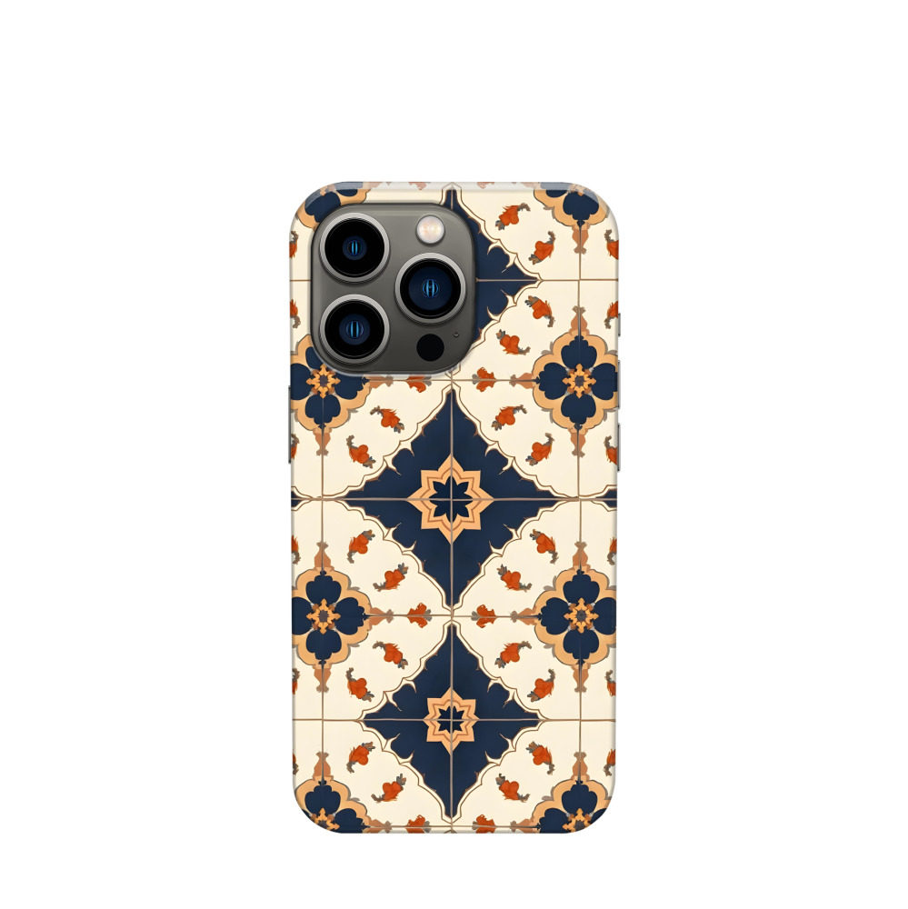 iPhone 13 Pro Kunststoff Hülle Majolika-Karawanentraum - Beige