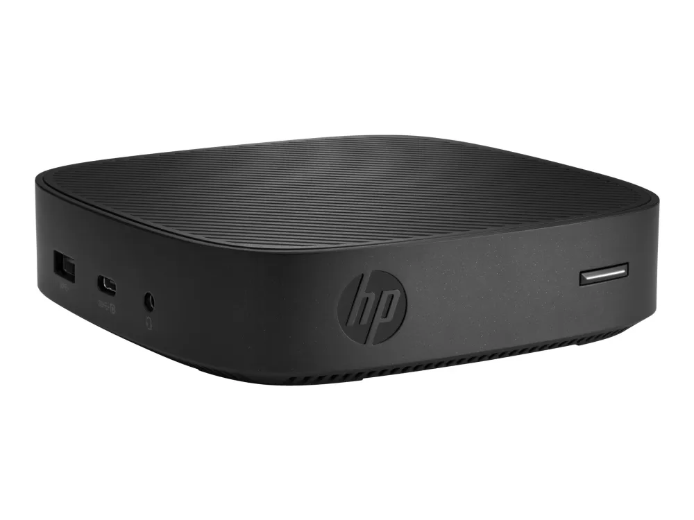 HP t430 v2 - Tynd klient - DTS 1 x Celeron N4020 / op til 2.8 GHz - RAM 4 GB - flash - eMMC 32 GB - eMMC 5.1 - UHD Graphics 600 - Gigabit Ethernet - HP ThinPro 64-bit - skærm: ingen - tastatur: Internationalt engelsk - TAA-kompatibel