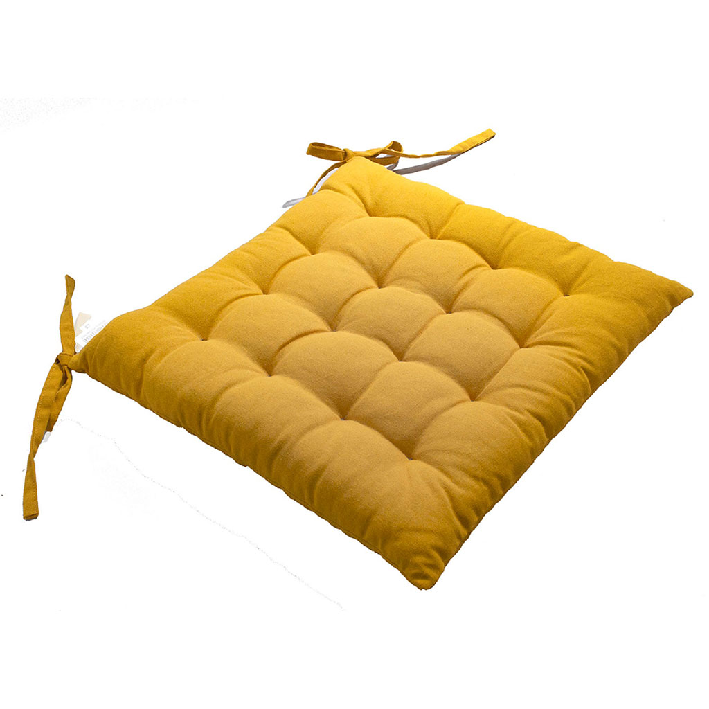 Galette de chaise PANAMA moutarde 38x5x38cm