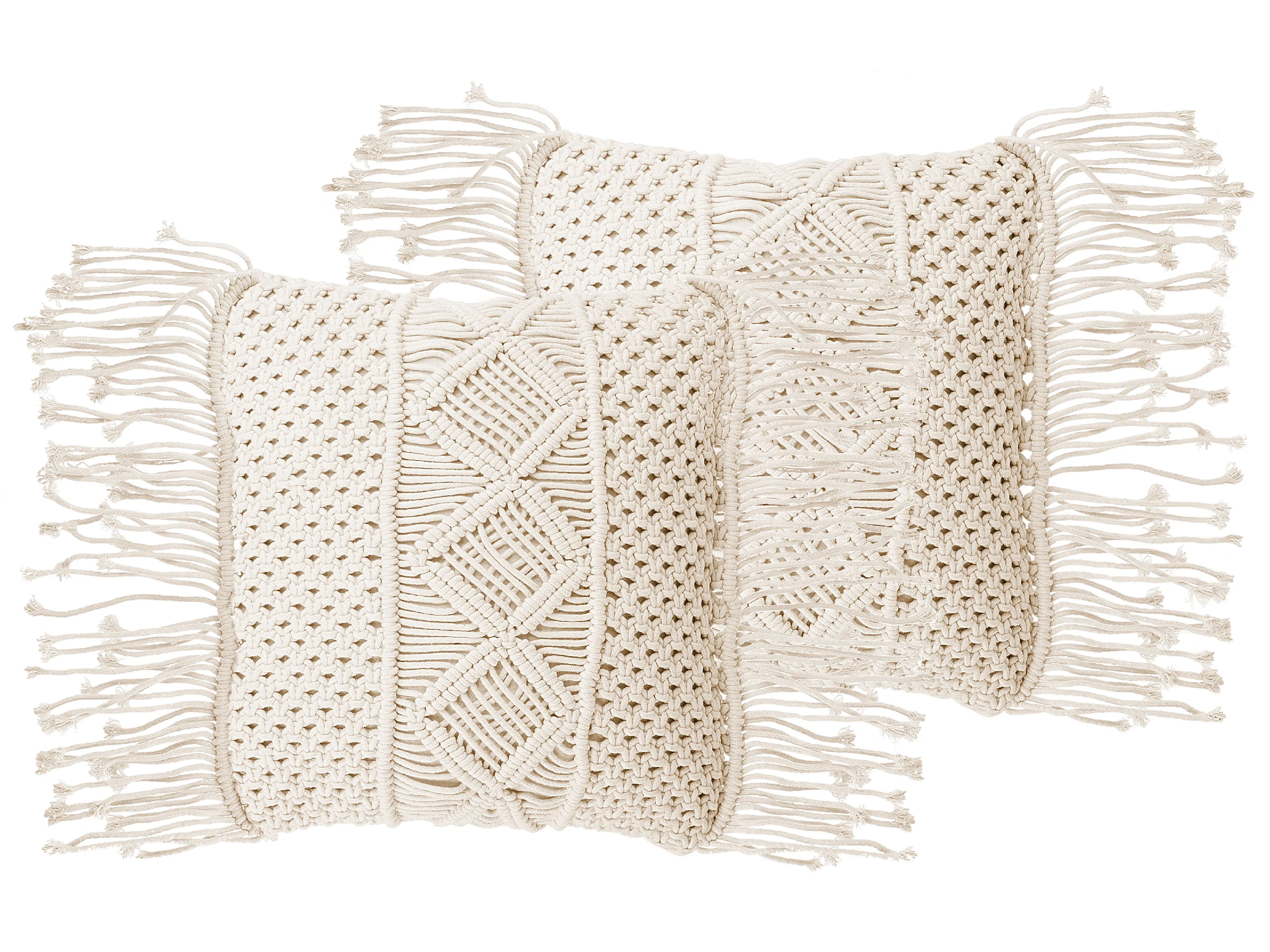 Set van 2 sierkussens YORTAN Katoen 45 x 45 cm Lichtbeige geometrisch patroon