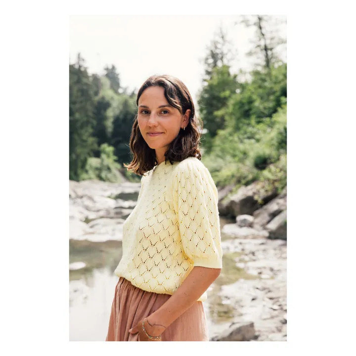 Matona Pull Ajouré Coton Bio | Jaune pâle