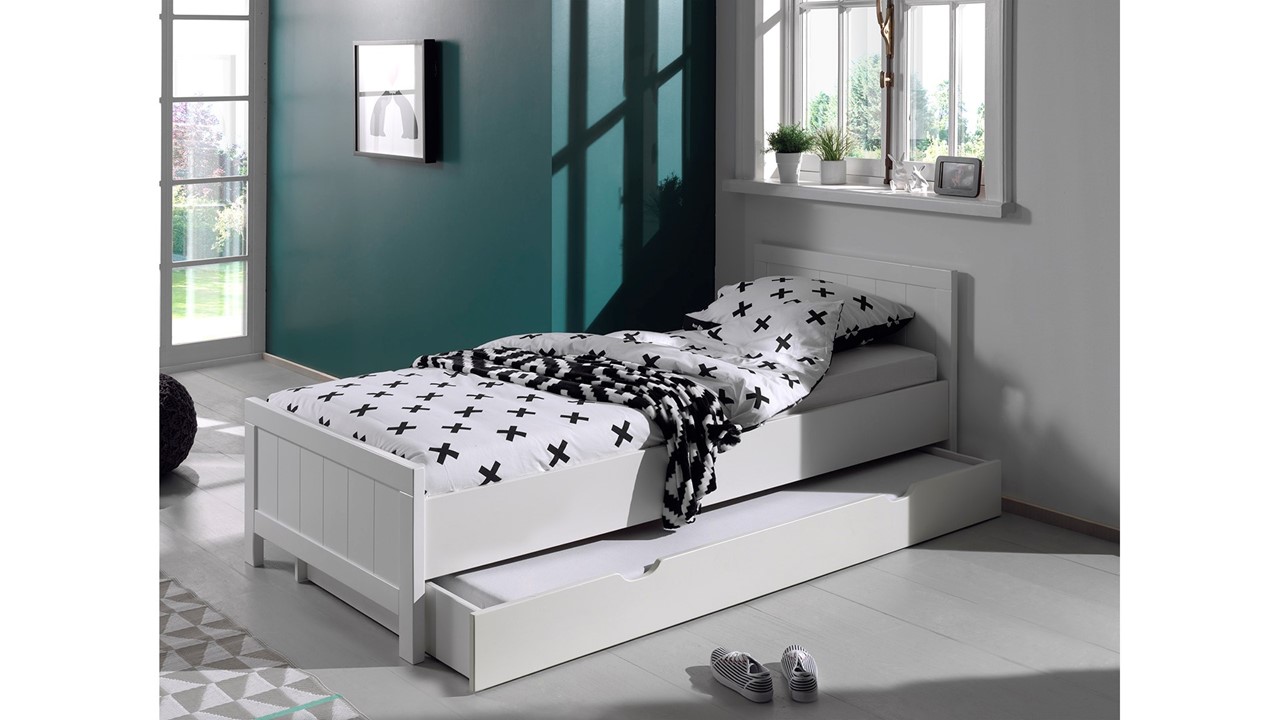 Bed Erik met slaaplade wit