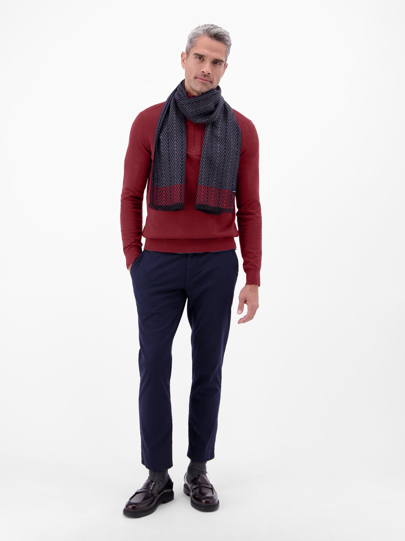 Flachstrickpullover mit Troyerkragen