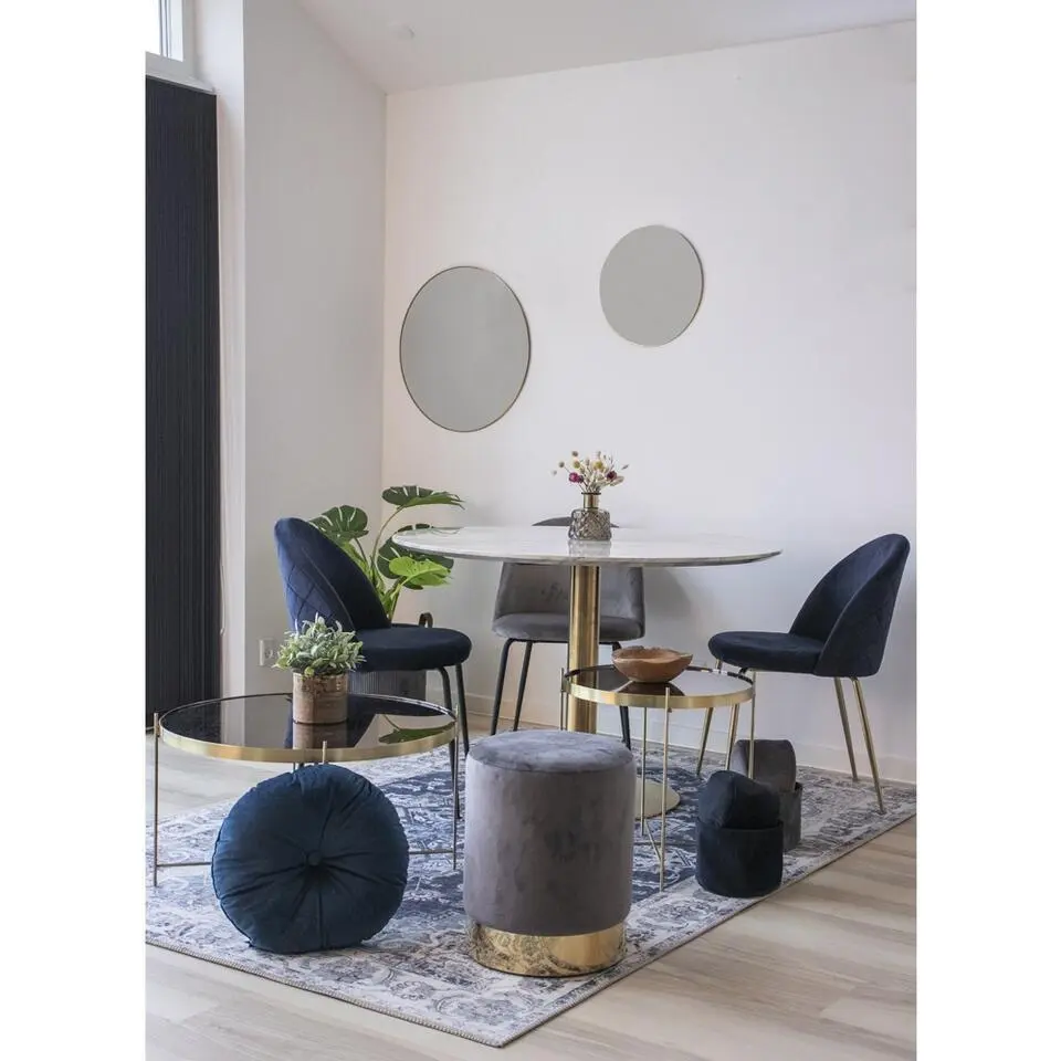 Eettafel Wit Ø110cm - Gouden Onderstel - Bolzano