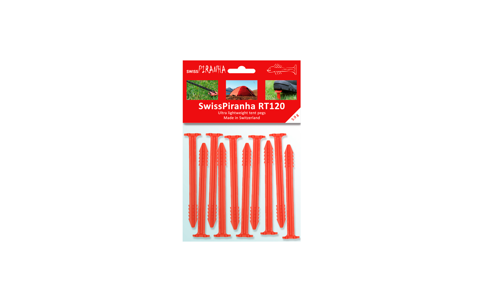 Swiss Piranha RT120 Zelthering rot 12 cm 10er Set