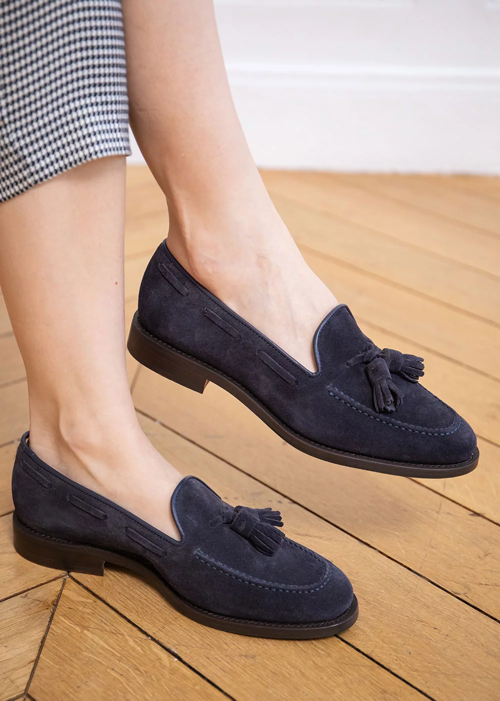 TASSEL LOAFER CUIR VELOURS MARINE