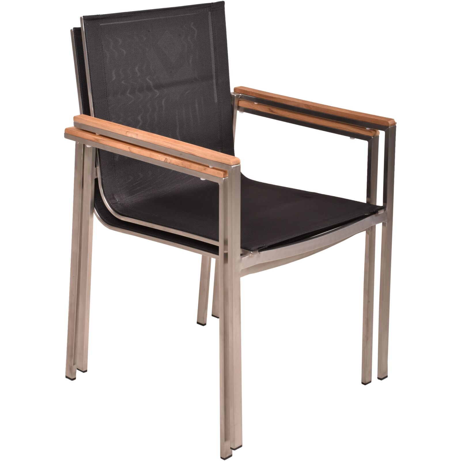 5-teilige Tischgruppe DENVER - dunkelgrau-silber - geöltes Teak Massivholz