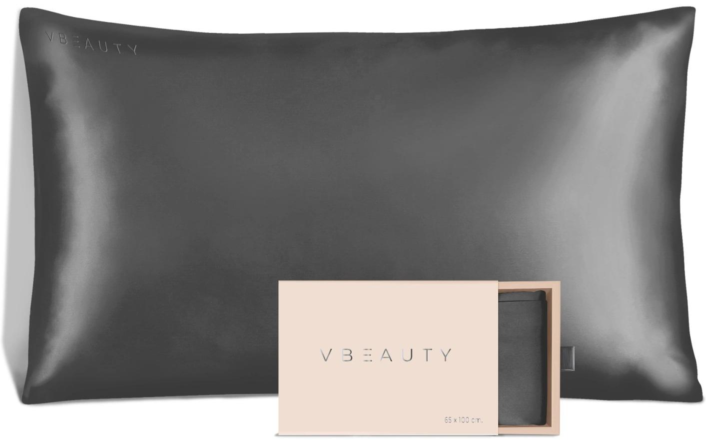Beauty Seidenkissen 65 x 100 cm – Anthrazit<br>Seidenkissenbezug aus Seide