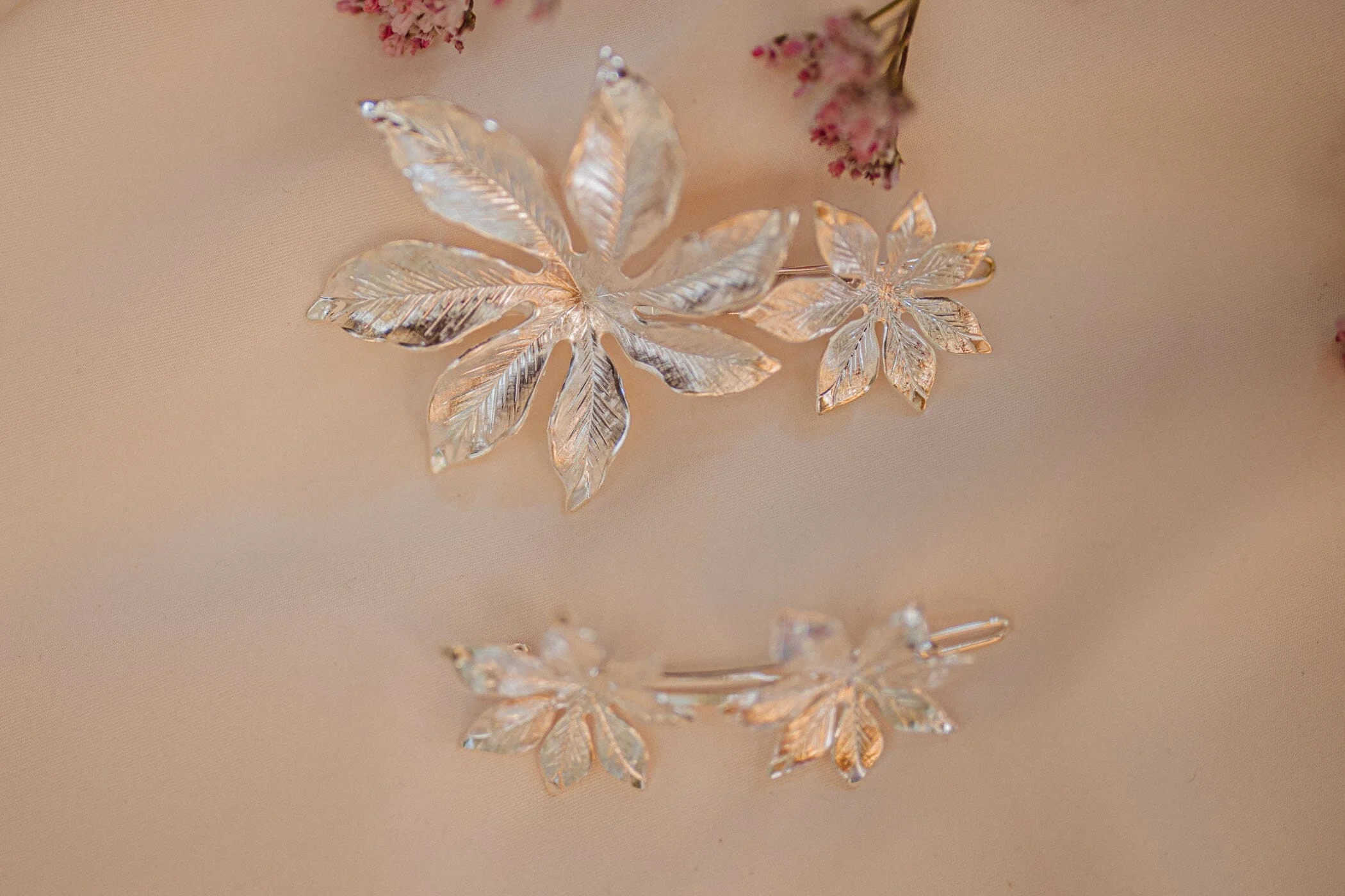 CHLORIS - Maxi barrette fleurs doré à l'or fin | Argent