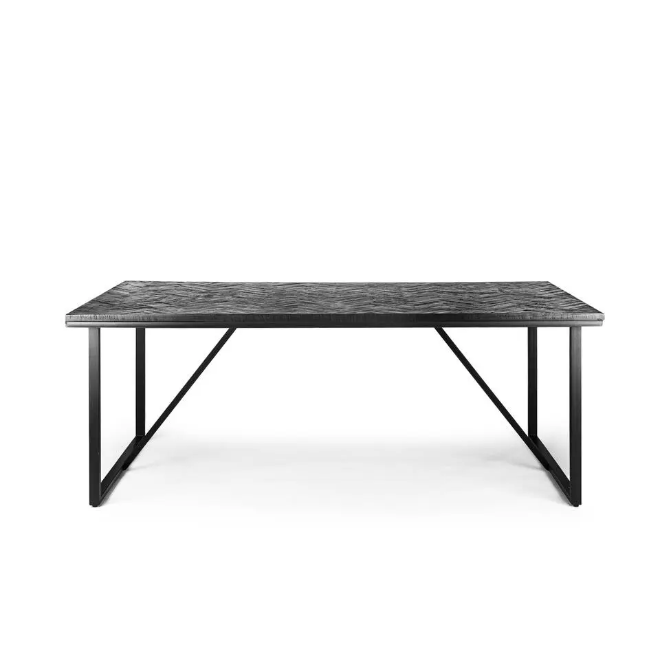 Eettafel Visgraat - Zwart - 160x90x76cm - Tafel Amir