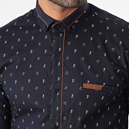 Chemise Manches Longues Bleu Marine
