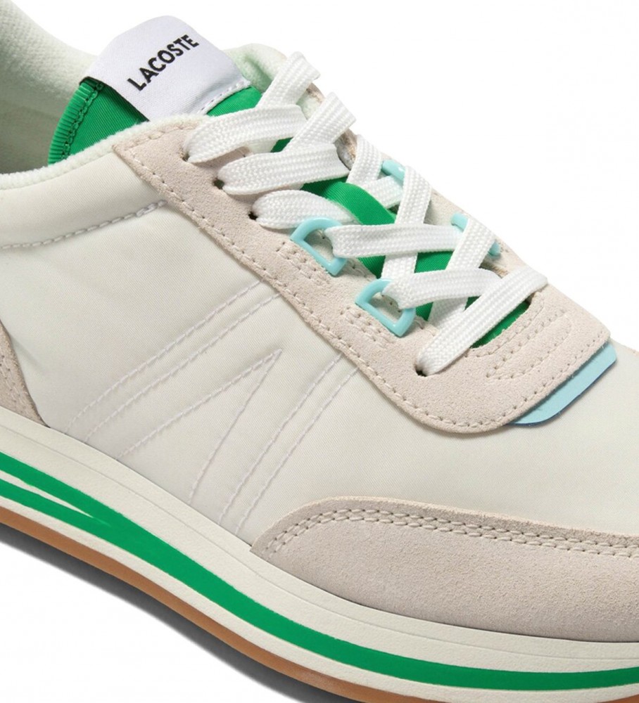 Tênis Lacoste L-Spin Textile Heel Pop em couro bege