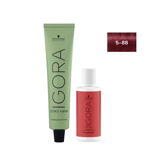 Schwarzkopf Igora Zero AMM 5-88 Castanho Claro Vermelho 60ml   Oxidante 20V