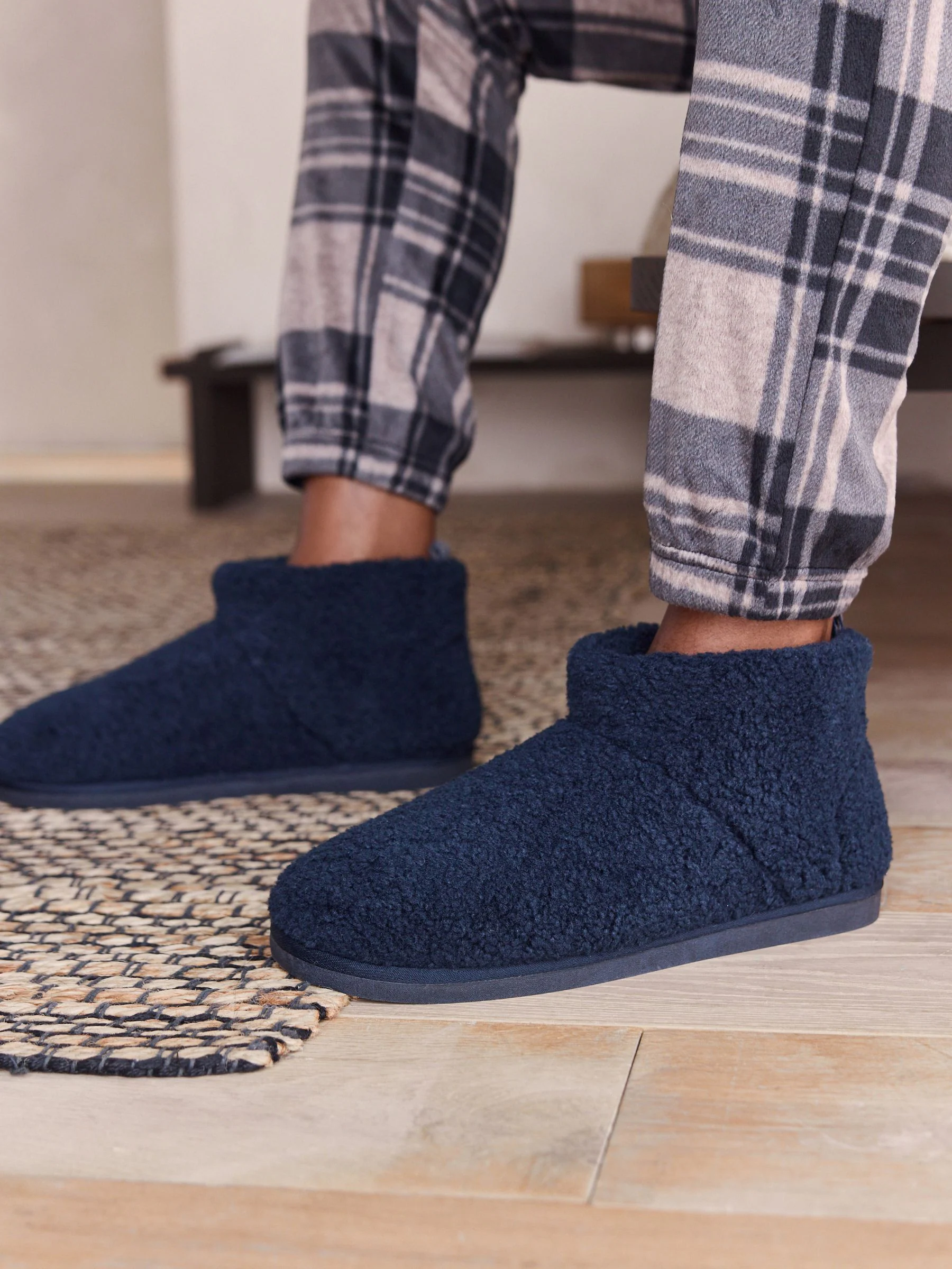 Marineblauw - Borg pantoffels