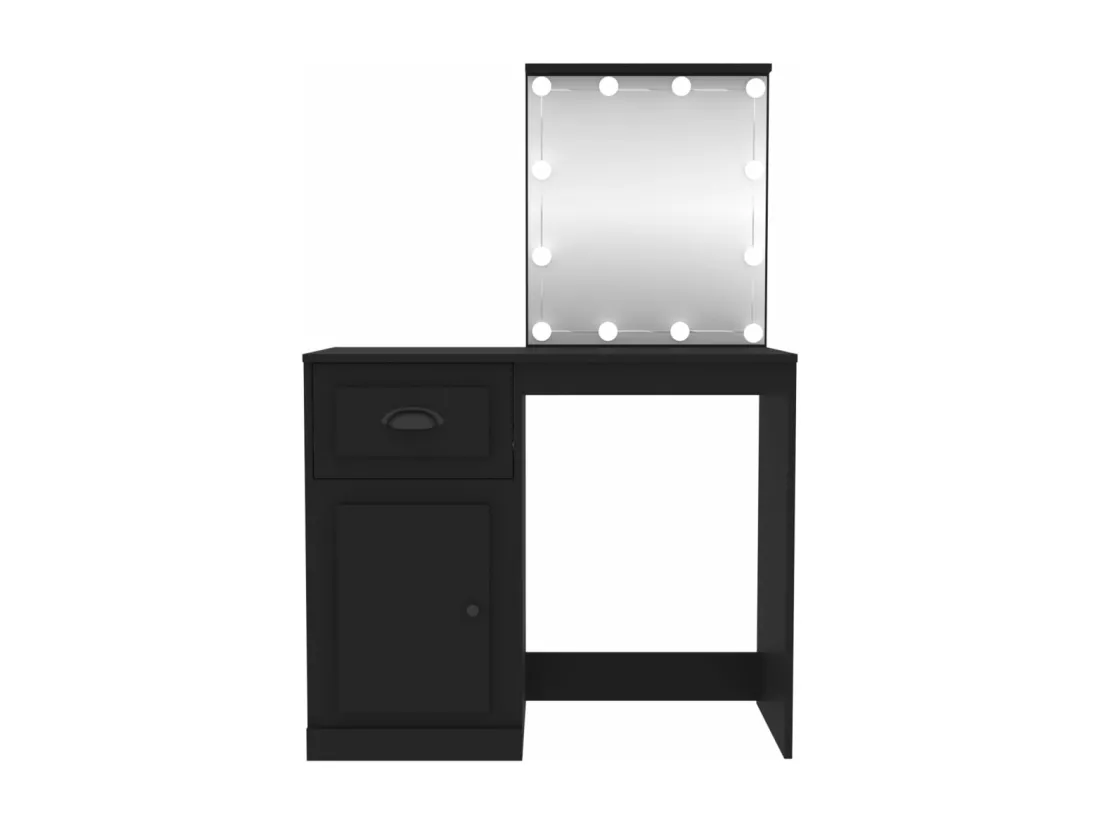 Coiffeuse avec LED noir 90x50x132,5 cm bois d'ingénierie
