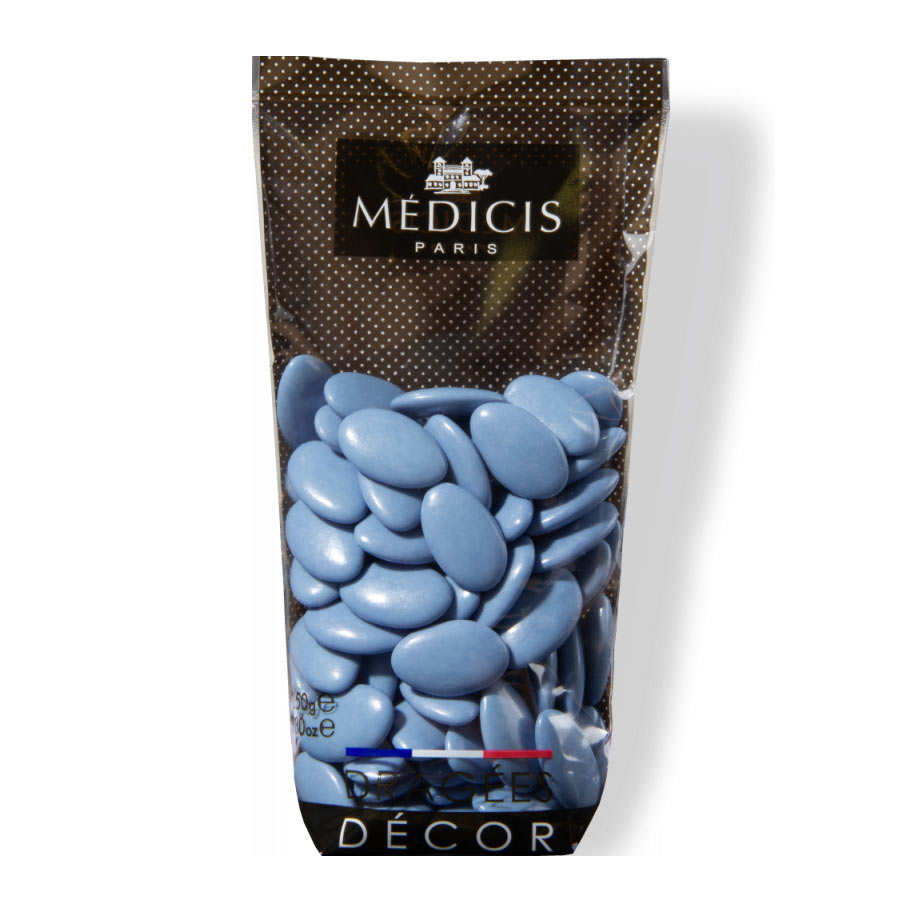 Dragées décor au chocolat noir 70% bleu galaxie