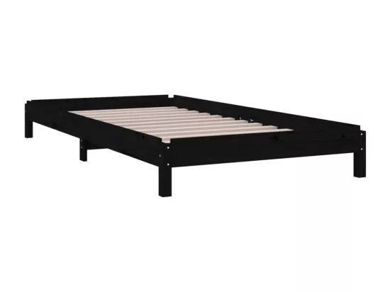 Lit empilable Noir 90x190 cm Bois de pin massif