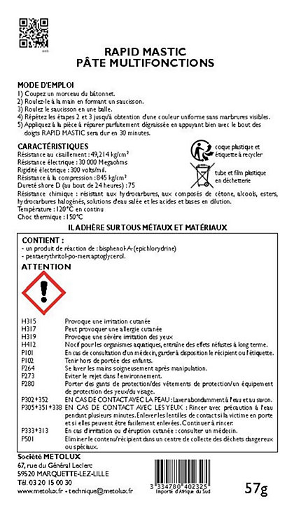 Metolux Rapid Mastic spécial Acier