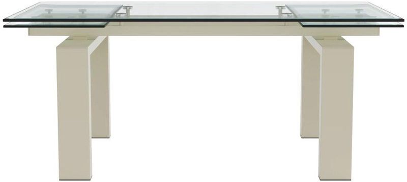 LUBANA - Uitschuifbare Eettafel - Transparant - Gehard Glas en Beige Metaal