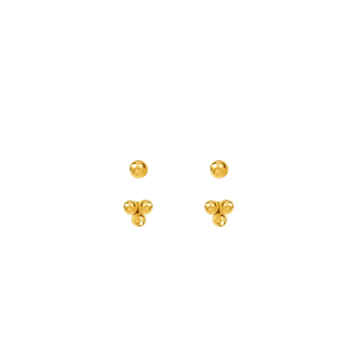 Puces dessous d'oreilles 3 perles en vermeil CHLOE
