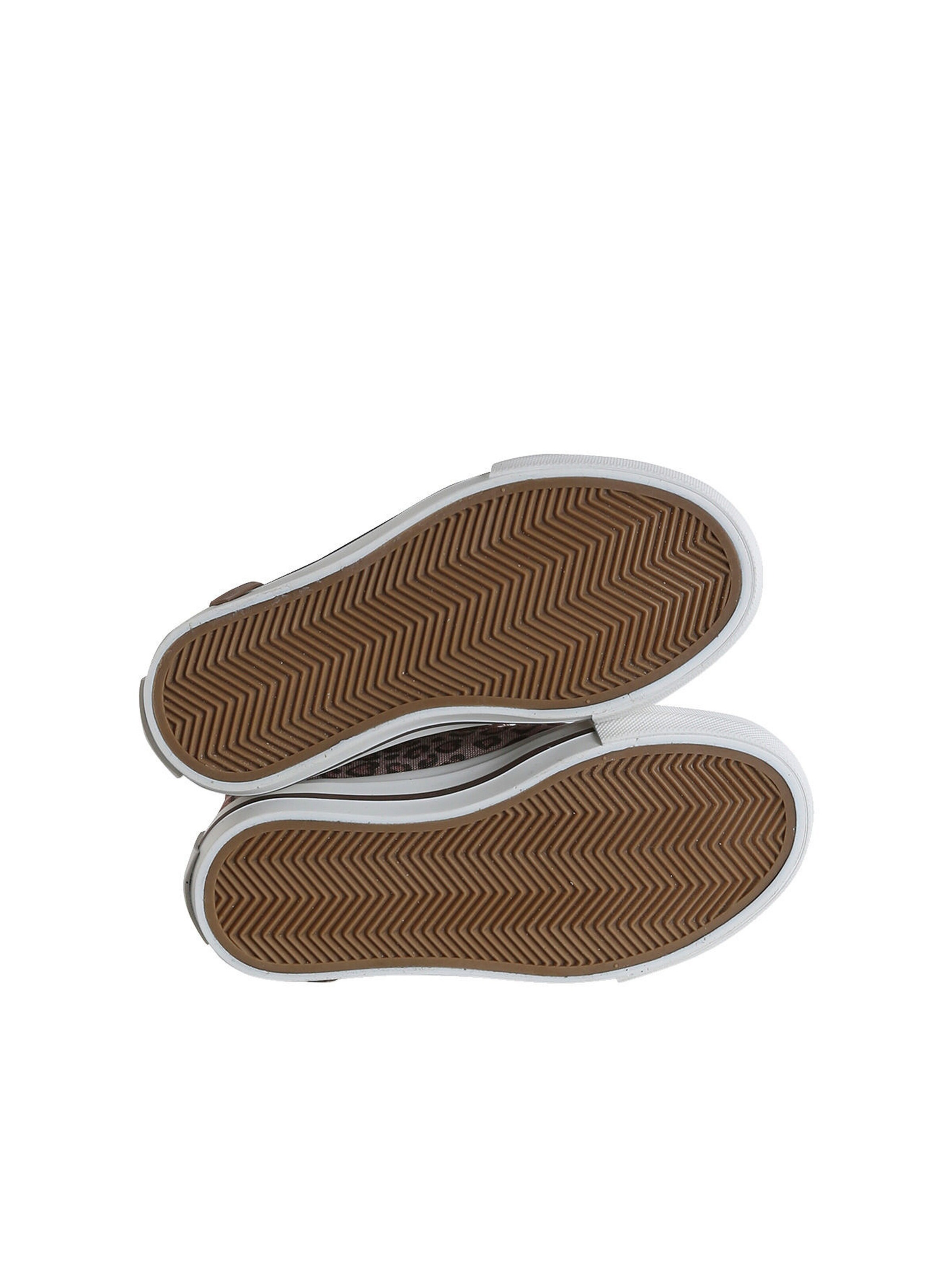 Vertbaudet Kinder Stoff-Sneakers mit Anziehtrick und Klett, Leoprint beige bedruckt