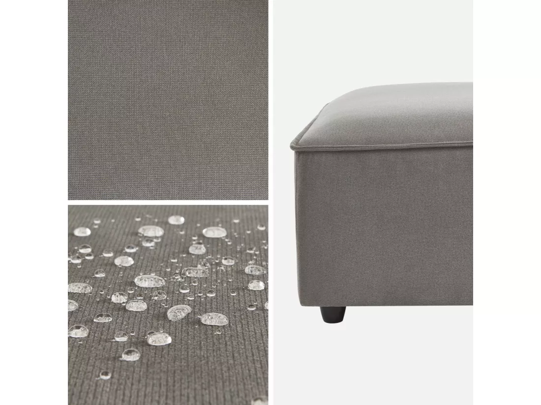 Pouf carré en tissu déperlant gris clair - SENSE L 91 x l 91 x H44cm